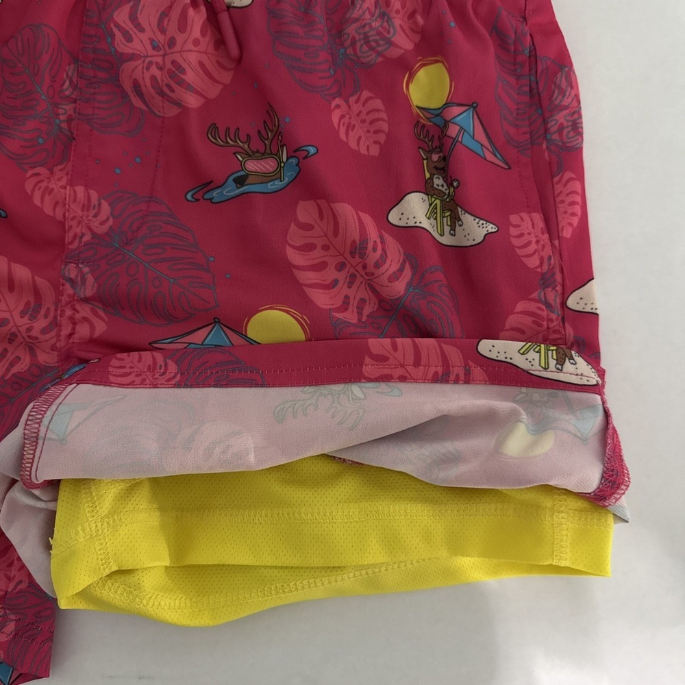 Aeroline Mens 5" Swim Trunks "Beach Buck" "Surfing deer"‎ Pink Mens Large - Picture 6 of 7